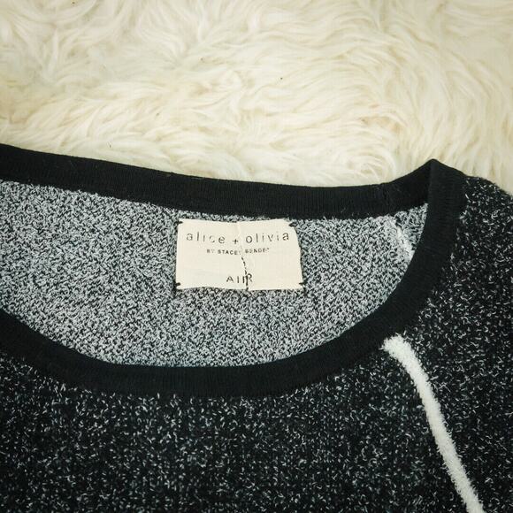 Alice Olivia Size XS Black White Marl Terry Knit Crew Neck Long Sleeve Sweater - Picture 3 of 4